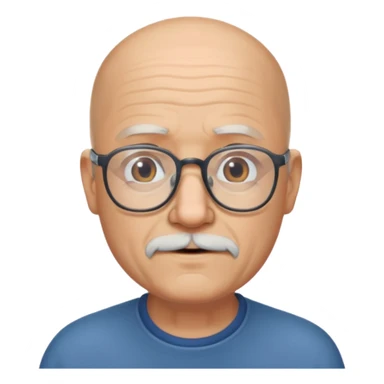 old bald man with short beard and glasses sticker