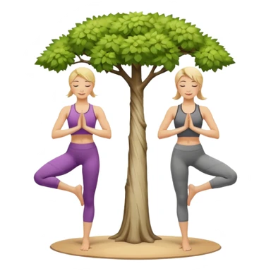 Two women doing yoga in tree pose no tree both blonde  sticker