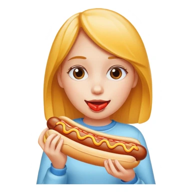 Girl eating a hotdog sticker