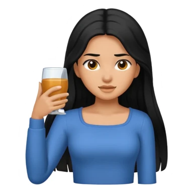 A caramel skin girl with long black hair and a square neckline shirt sticker