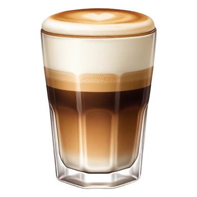 Small 4.5 ounce Gibraltar glass with cortado espresso drink, smooth gradient from light brown on top to darker at bottom, no white froth, just smooth milk and espresso integration sticker