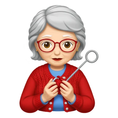knitting grandma red sticker