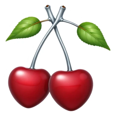 A pair of cherries emoji made of liquid silver chrome, smooth rounded shapes, glossy metallic surface, subtle sensual vibe, luxury sexy aesthetic, iOS emoji style, centered, clean white background sticker