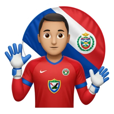 Keylor NavasK camisa roja de Costa Rica  y guantes de portero qué el escudo de costa  rica sea la bandera dentro de un circulo blanco  sticker