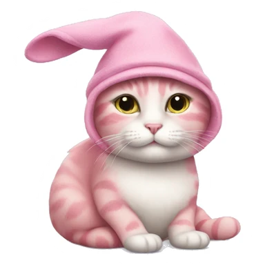 pink cat wearing bunny hat  sticker