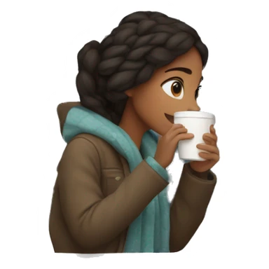 girl looks out the window in winter and drinks coffee sticker