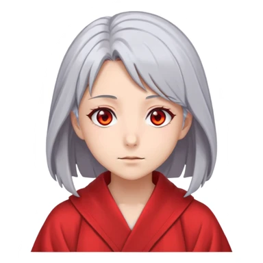 Anime girl with gray hair, red eyes and psychiatric robe sticker