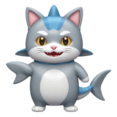 cat wearing shark costume sticker