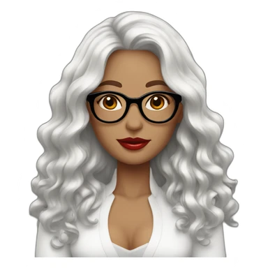 Woman; white; round white glasses; dark redhead; long leigh hair; wave hair; red lips sticker