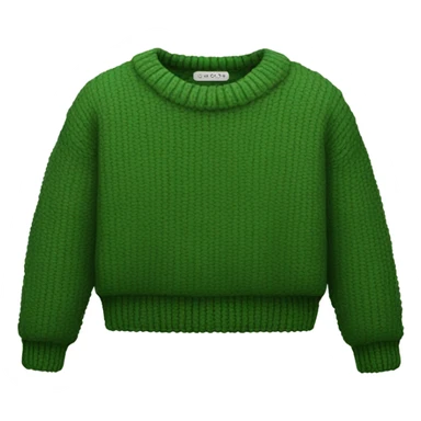 Green cropped oversize wool sweater, isolated sticker
