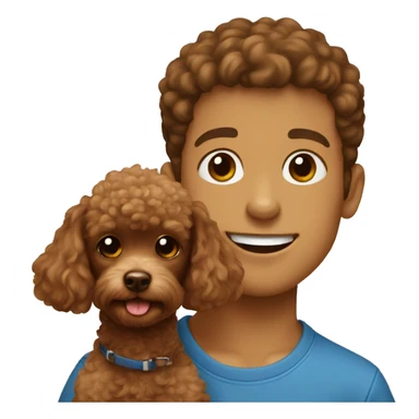 a boy with a brown toy poodle sticker
