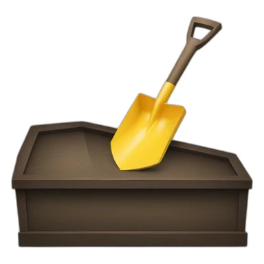shovel next to a coffin sticker