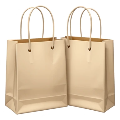 Two Pale beige paper shopping bags sticker