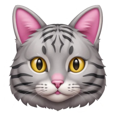 grey tabby cat: pink ears  sticker