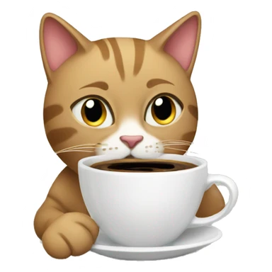 A cat that is drinking coffee sticker