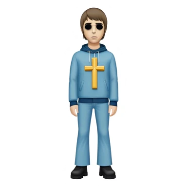 Crucified Liam Gallagher in the style of Jesus full body on cross in mod clothing sticker