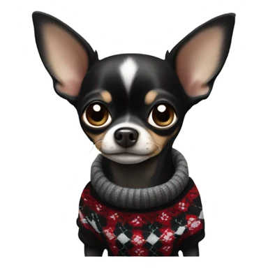 Black Chihuahua in argyle sweater  sticker