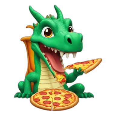 A dragon eating a slice of pizza sticker