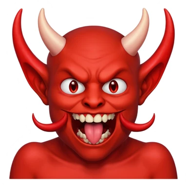 licking teeth with devil horns sticker