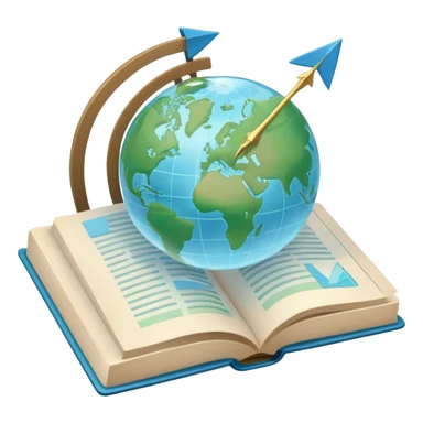 Create an emoji representing language translation. The design should feature an open book or a document with text in multiple languages (e.g., English, Spanish, Chinese), and a translation icon (such as an arrow between two languages) to symbolize the process of converting text. Include elements like a globe or a speech bubble to represent global communication. Use clear, simple lines and a color palette with blues, greens, and subtle neutral tones to convey the idea of clarity and understanding. Make the background transparent. sticker