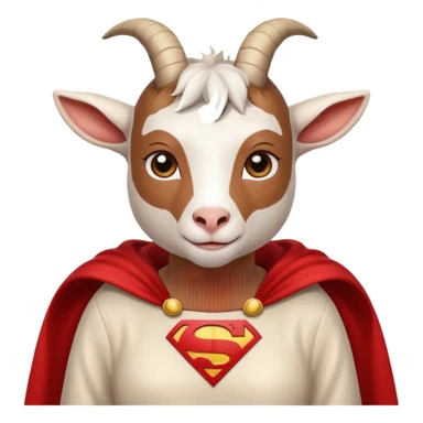white female goat wearing a read cape like superman sticker