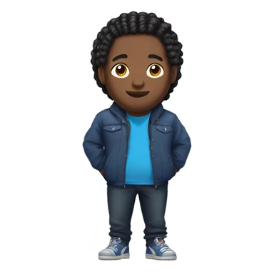 Fat African man with braids and blue zip up jacket with anime shirt under jacket  sticker