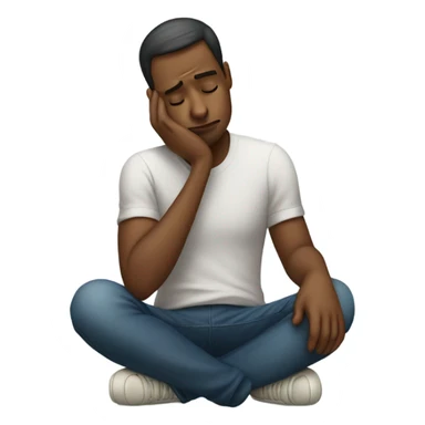 depressed person looking at the phone sticker