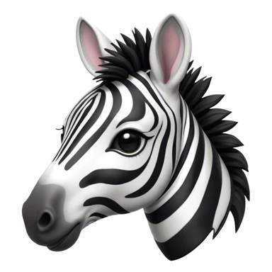 Cinematic Cute Zebra Portrait Emoji, Head tilted playfully and inquisitively, featuring a glossy, intricately striped fur of black and white, a refined, horse-like head with a long snout and alert ears, and round, sparkling eyes filled with curious wonder, Simplified yet irresistibly adorable features, highly detailed, glowing with a warm, friendly glow, high shine, affectionate and spirited, stylized with a touch of savannah whimsy, bright and endearing, soft glowing outline, capturing the essence of a mischievous yet loving zebra that feels like it could prance out of the screen and into your arms! sticker