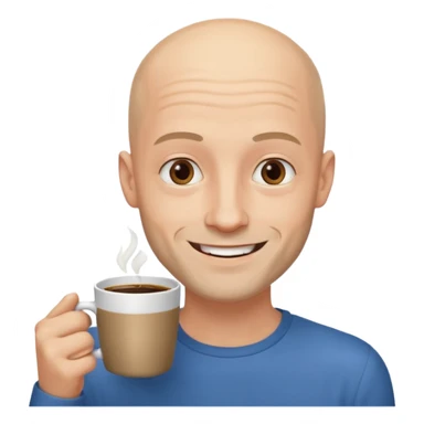 young men with coffee no hair, a little beard and no wrinkles sticker