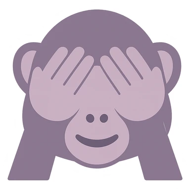 A dull purple Monkey Covering Eyes sticker