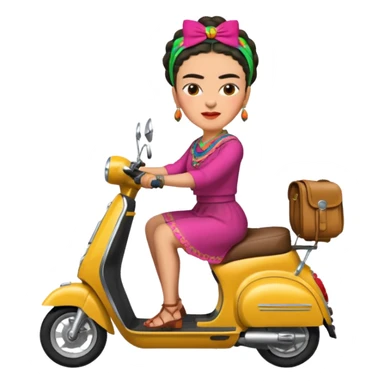 Frida Kahlo driving a scooter sticker
