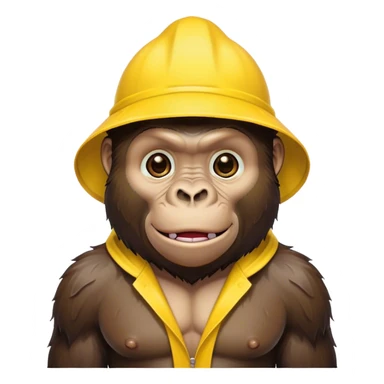Gorilla wearing a yellow rain hat  sticker