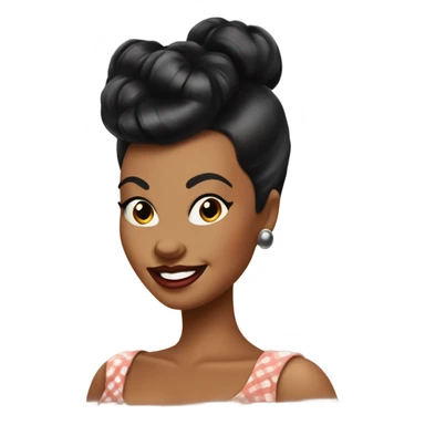 pin-up brown woman with black hair victory rolls style sticker