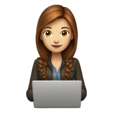 developer girl with laptop brown-hair sticker