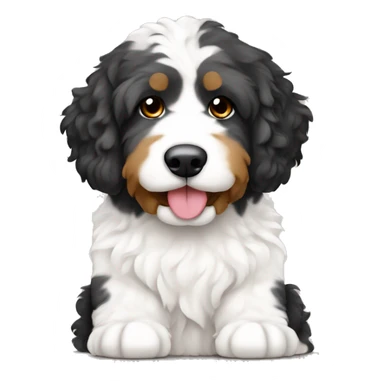 white bernedoodle with tan spots sitting  sticker