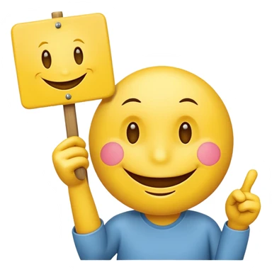 a smiley holding a sign saying "RABEA! GO!" sticker