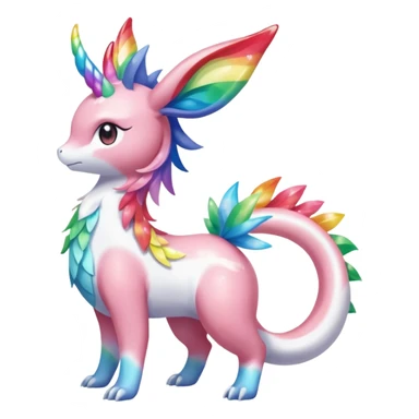 Shiny Sparkly beautiful gorgeous ethereal Rainbow Scaley Exotic Shaymin-Aurorus-Sylveon-Milotic-Dragonair-Fakémon-hybrid-creature (full body) sticker