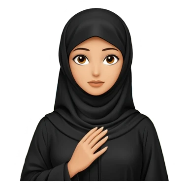 A beautiful woman in a modern black abaya and niqab, only her stunning eyes are visible. Standing in an outdoor garden with palm trees. Realistic photo, natural light, soft focus background. sticker