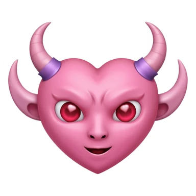 a plain pink heart with demon horns on it, no face sticker