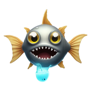 Anglerfish with glowing lure, sharp teeth, and big eyes. sticker