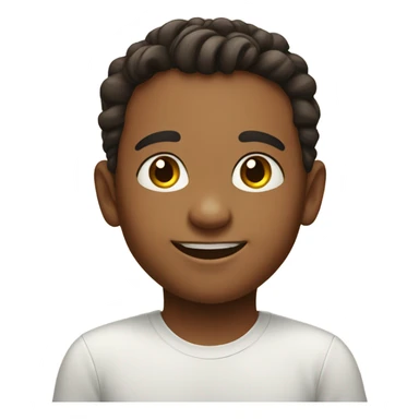 smiling boy portrait indoors with long hair in a bun  sticker