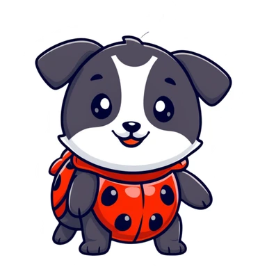 cute puppy in a ladybug costume sticker