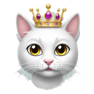 A sassy cat emoji wearing a tiara and batting its eyelashes sticker