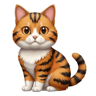 full body torbie cat with small head and short but chubby body sticker