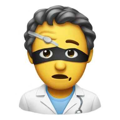 classic emoji looking sad with a medical eye patch on one eye  sticker