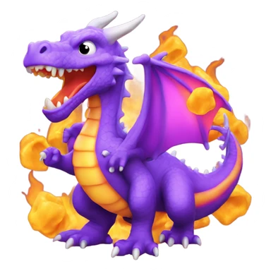 A big purple dragon breathing fire that looks like gummy bears sticker