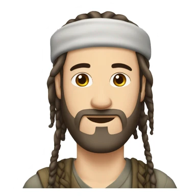A white man with no beard and no mustache, with dread locks wearing a kippa sticker