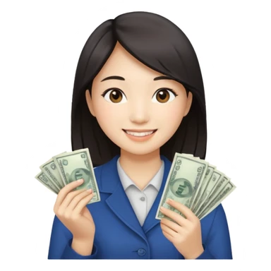 Hot Asian girl with money  sticker