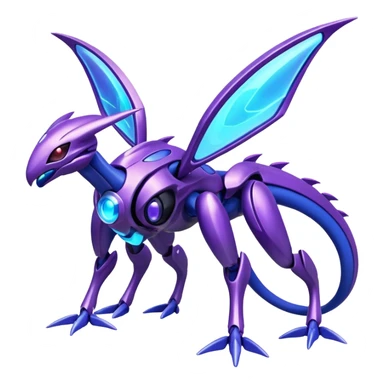 Shiny Futuristic Genesect-Miraidon-Lunala-Fakémon-hybrid-creature (full body)  sticker