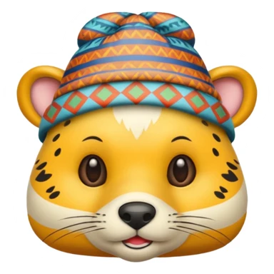 animal wearing patterned hat  sticker